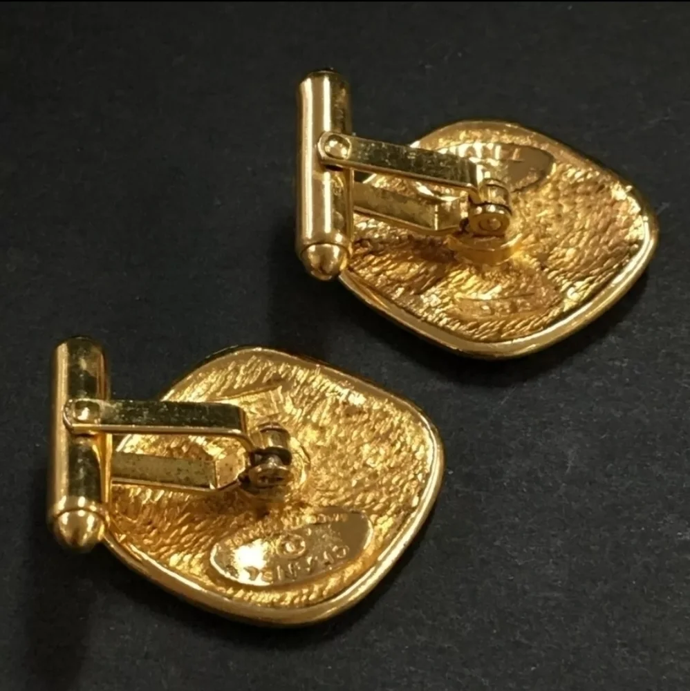 Chanel Gold Tone Cuff Links